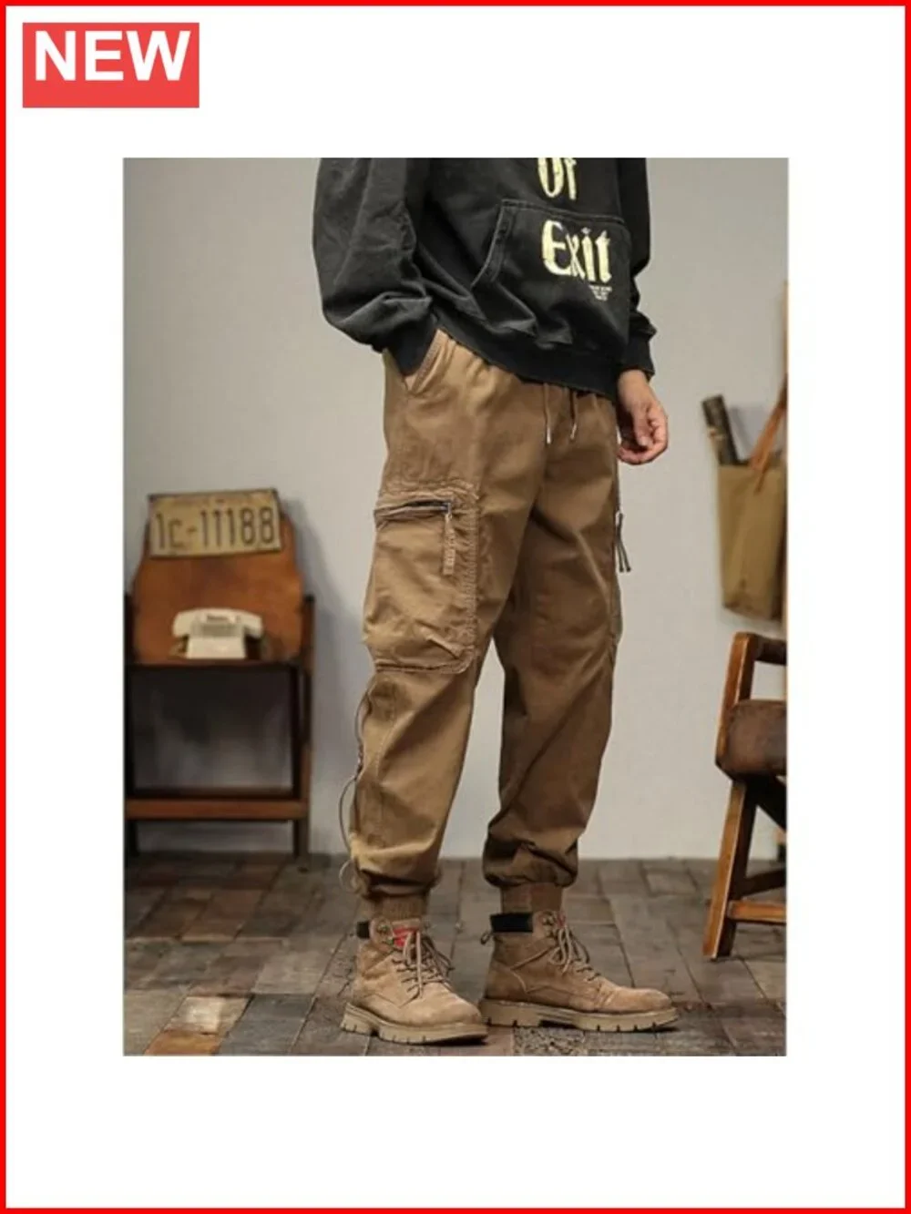 Multi Pocket Cargo Pants Drawstring Sweatpants Joggers Cotton Stretch